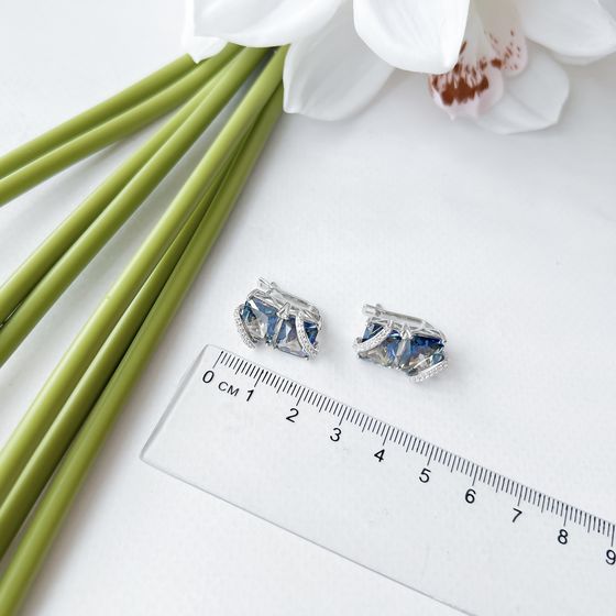 Срібні сережки з містик топазом 21.949ct