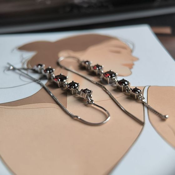 Срібні сережки з гранатом 3.099ct