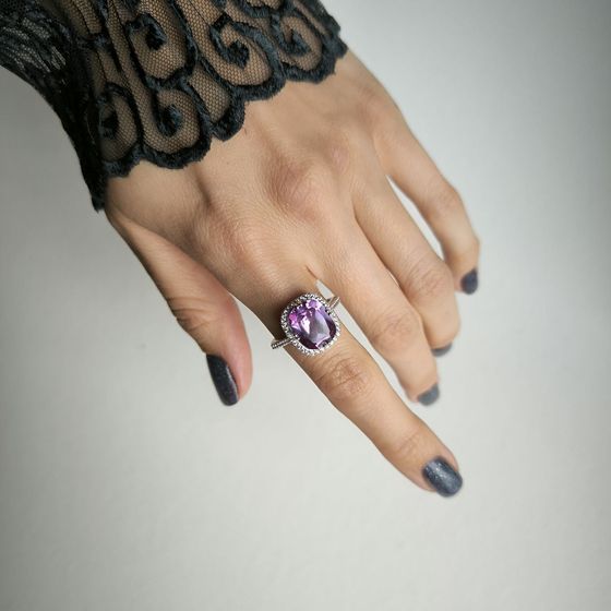 Срібна каблучка з олександритом 6.948ct