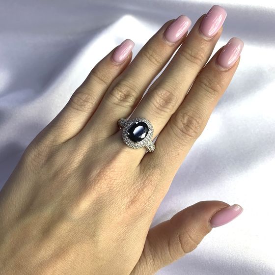 Серебряное кольцо с сапфиром 4.615ct