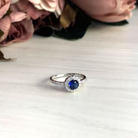 Silver ring with a 0.748-carat nano sapphire
