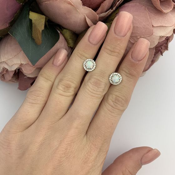 Срібні сережки з опалом