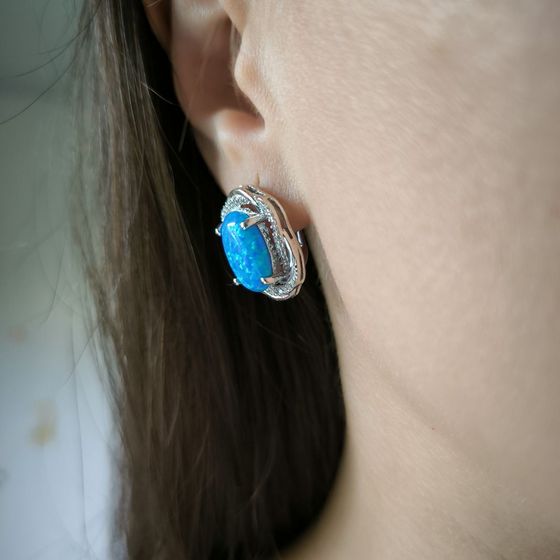 Срібні сережки з опалом 5.625ct