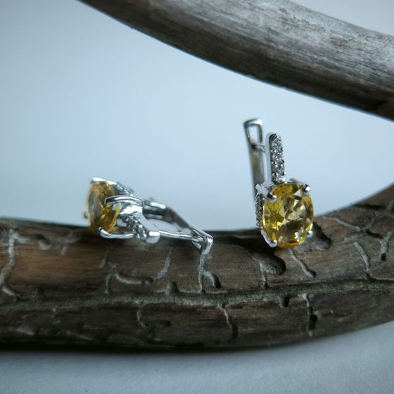 Silver Earrings with Citrine (nano)