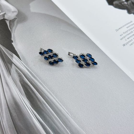 Silver earrings with sapphire nano 0.69ct