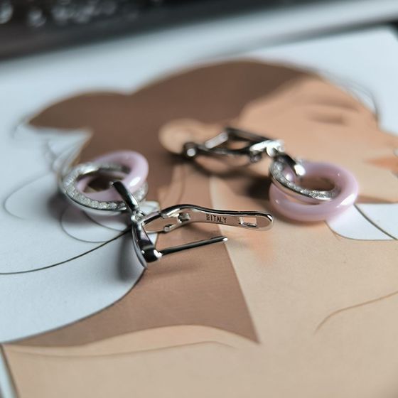 Срібні сережки з керамікою