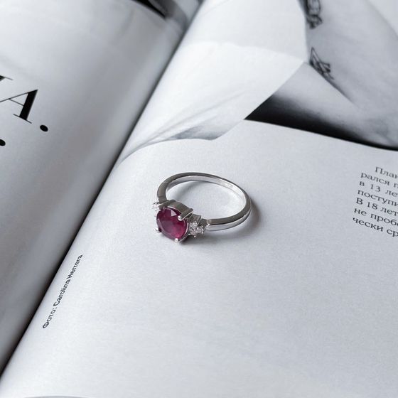 Silver ring with a 2.207-carat ruby