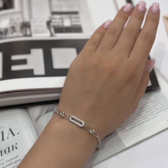 Silver bracelet with phianites