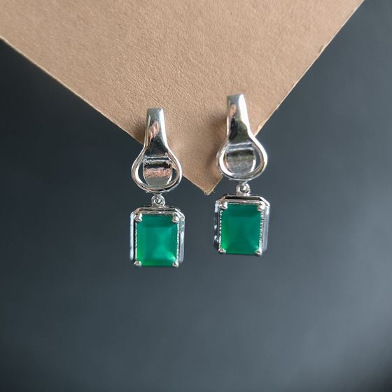 Серебряные серьги с агатом 3.688ct