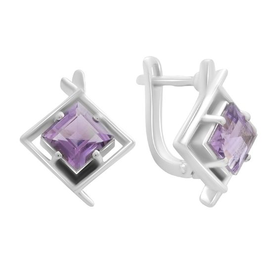 Срібні сережки з аметистом 2.942ct