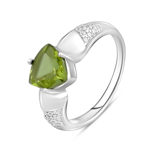Silver ring with a 1.6-carat sultanite and cubic zirconia