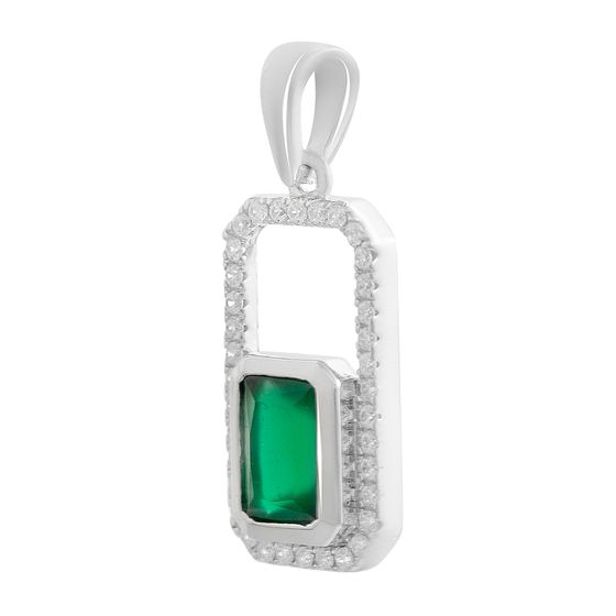 Срібна підвіска з агатом 1.338ct, фіанітами