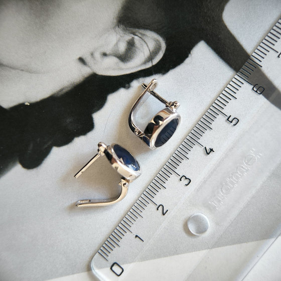 Срібні сережки з сапфіром 6.438ct