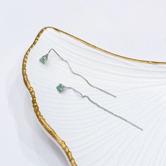 Серебряные серьги с изумрудом 0.497ct