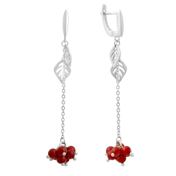 Срібні сережки з коралом