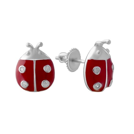 Срібні сережки з емаллю, фіанітами