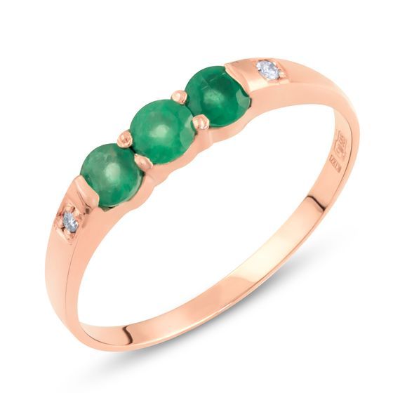 Золотое кольцо с изумрудом, бриллиантом