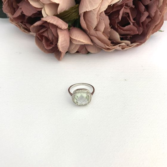 Серебряное кольцо с зеленим аметистом 3.62ct