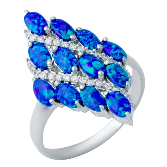 Sterling silver ring with opal 1.66ct, phianites