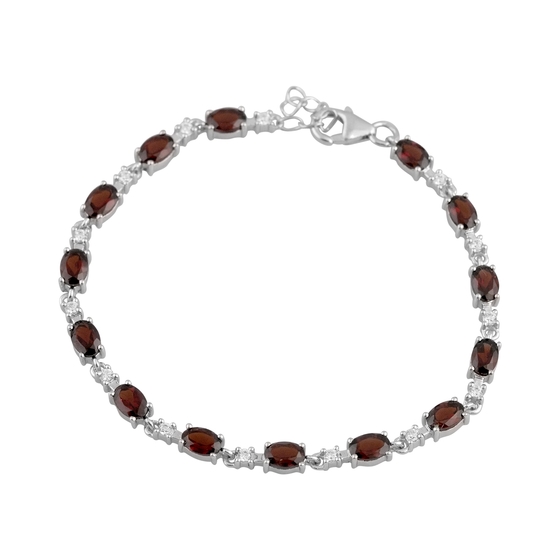 Silver bracelet with garnet