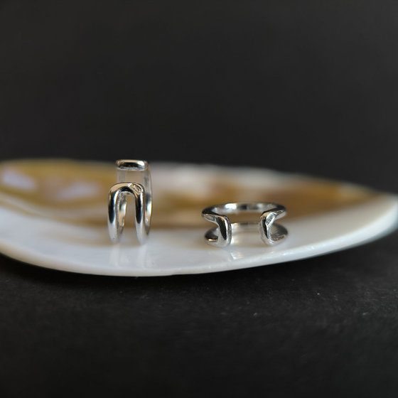 Silver earrings without stones