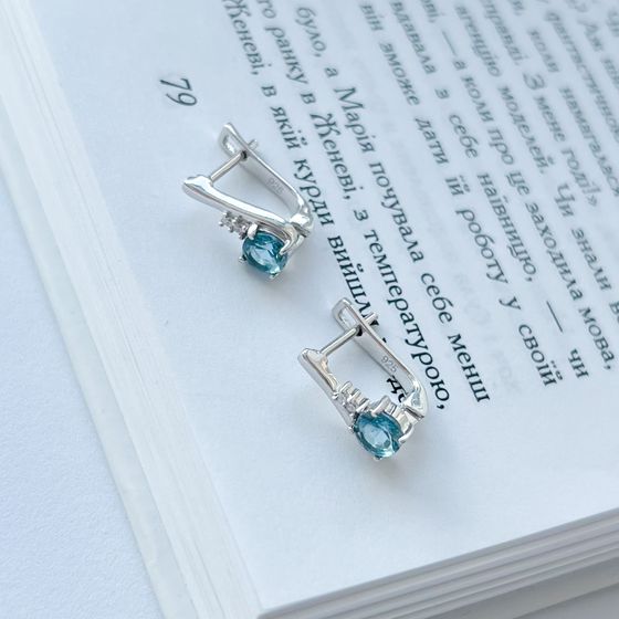 Серебряные серьги с топазом Лондон Блю 0.843ct