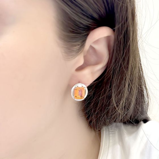 Срібні сережки із золотим кварцом 6.95ct