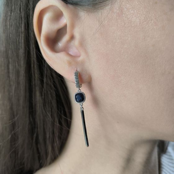 Срібні сережки з сапфіром nano 1.86ct