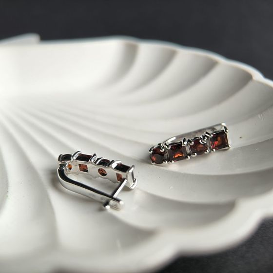 Срібні сережки з гранатом 2,863 карата