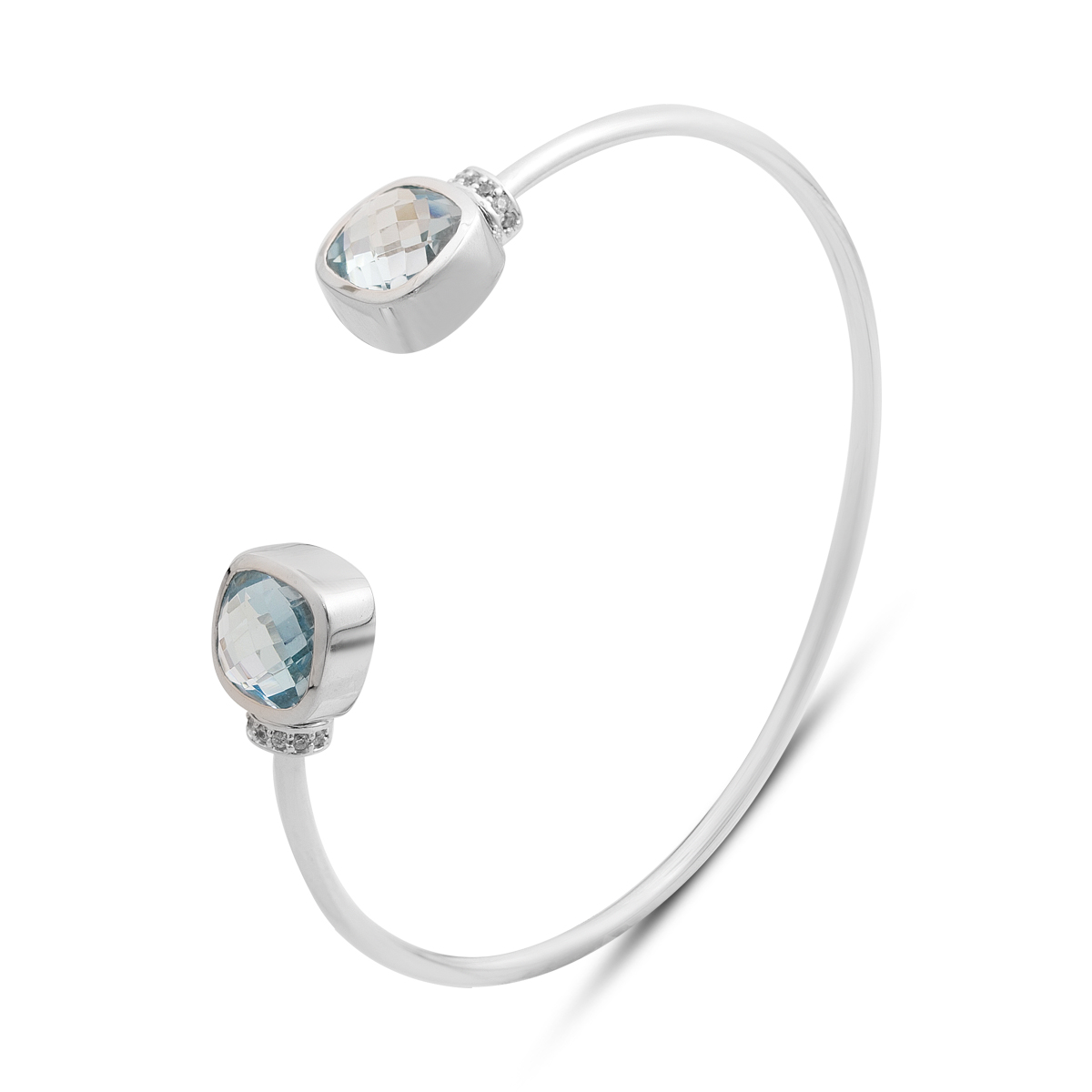 Срібний браслет з топазом 9.716ct, фіанітами