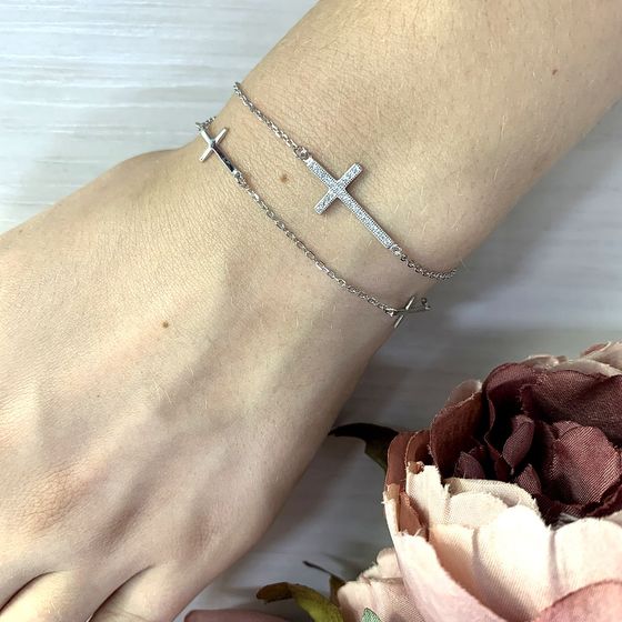 Silver bracelet with phianites