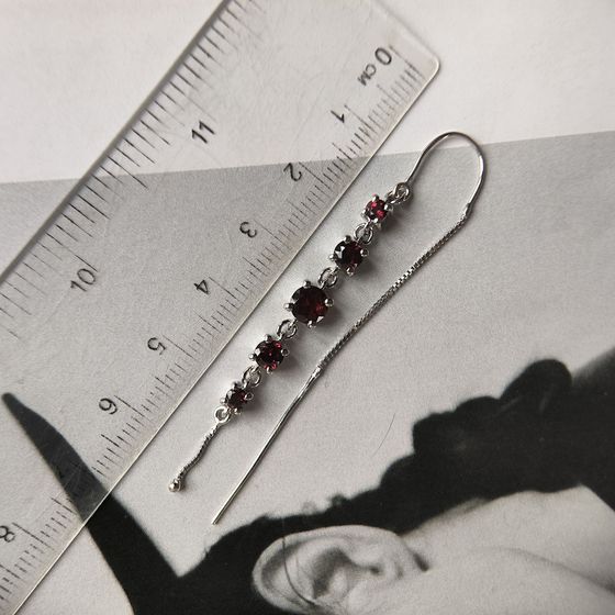 Срібні сережки з гранатом 3.099ct