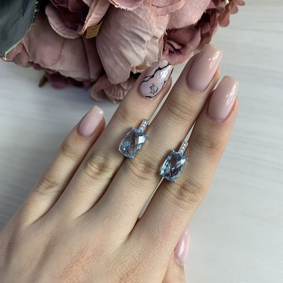Серебряные серьги с топазом 8.867ct