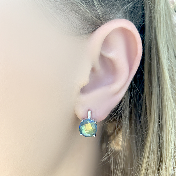 Silver earrings with a 9.24-carat mystic topaz