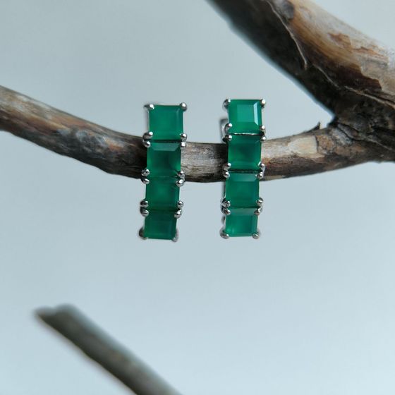 Серебряные серьги с агатом 2.608ct