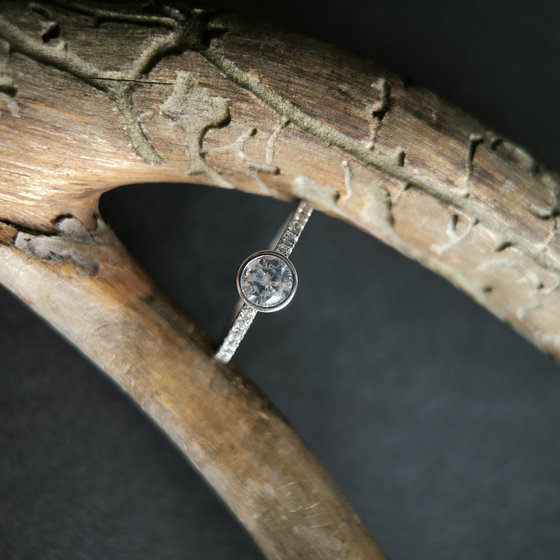 Silver ring with cubic zirconia