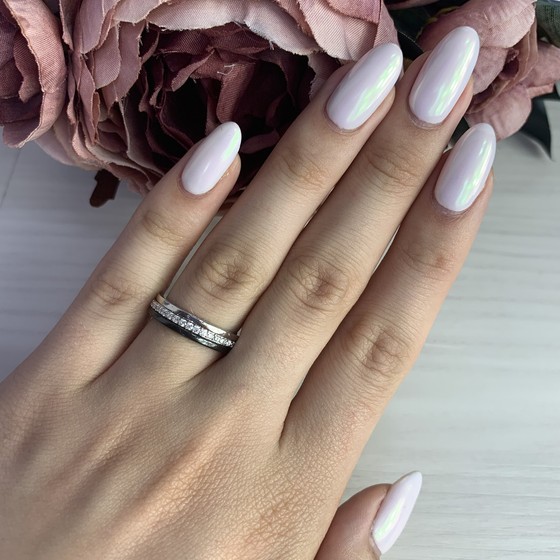 Silver ring with ceramics