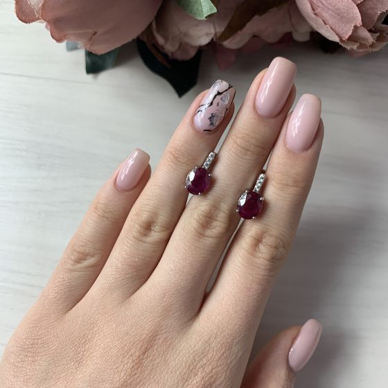 Срібні сережки з рубіном 5,413 карата