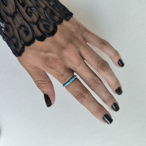 Silver ring with yemallu, fianites