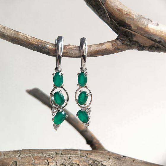 Срібні сережки з агатом 2.76ct