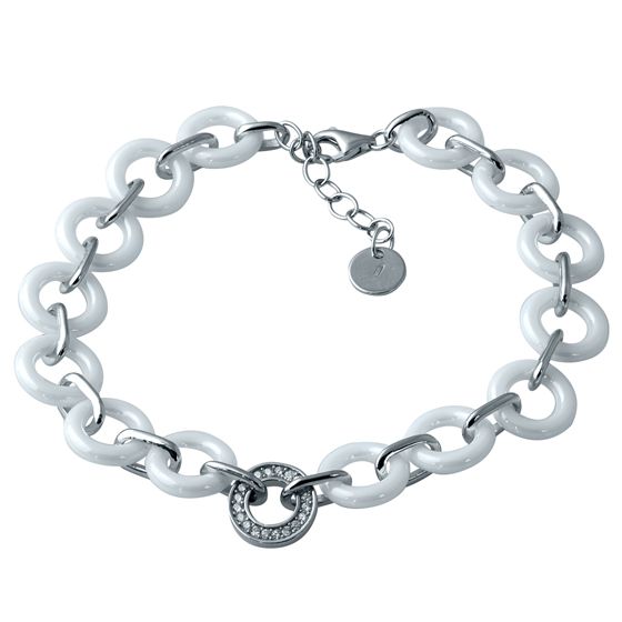 Silver bracelet with ceramics
