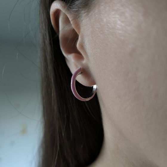 Срібні сережки з фіанітами, емаллю