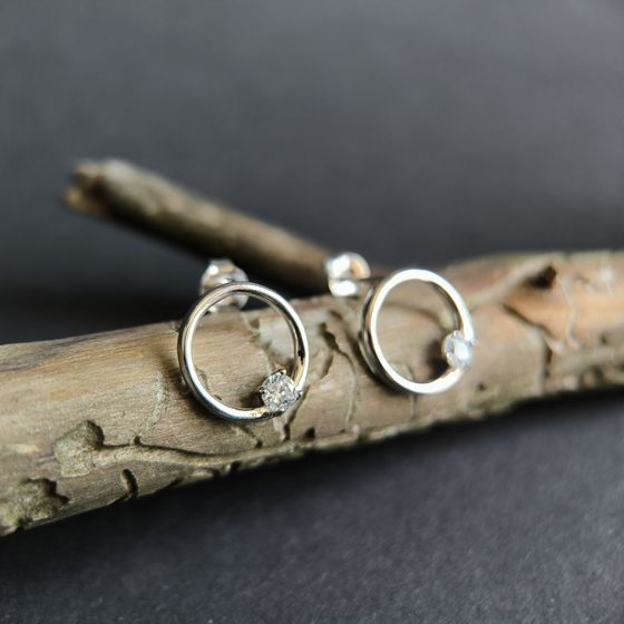 Срібні сережки з фіанітами