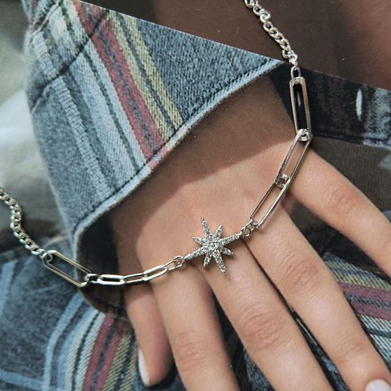 Silver bracelet with phianites