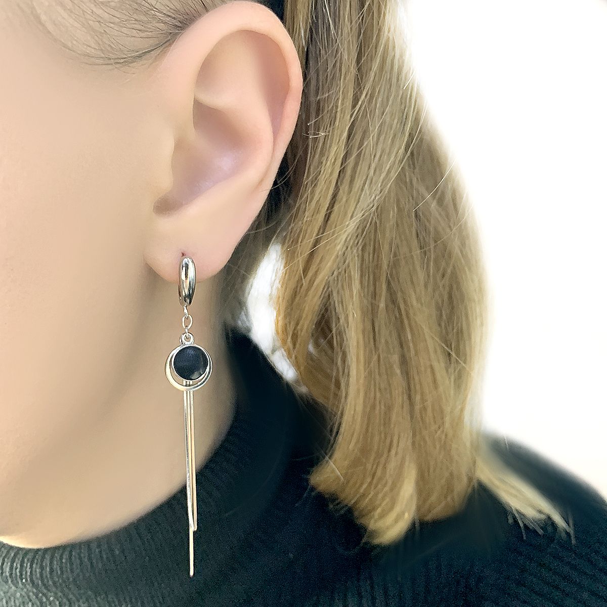 Срібні сережки з емаллю