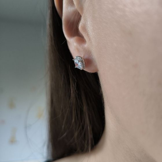 Срібні сережки з фіанітами