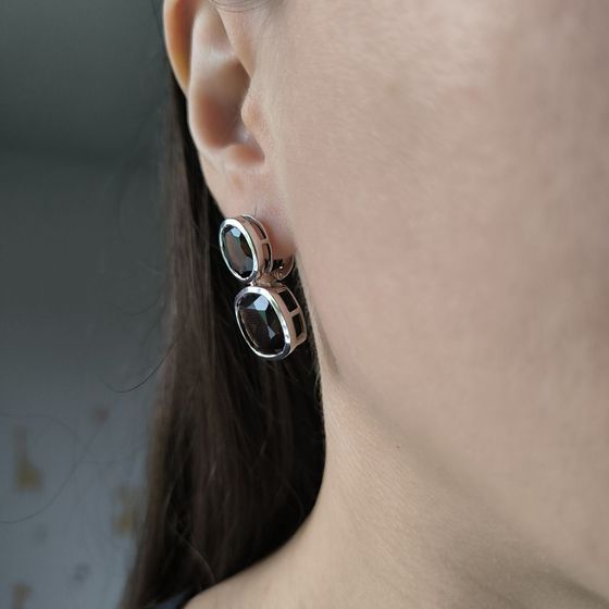 Серебряные серьги с раухтопазом (дымчатым кварцем) 15.475ct