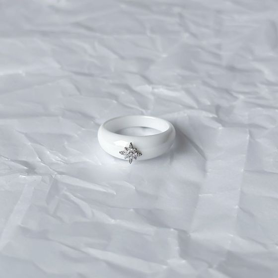 Silver ring with ceramics