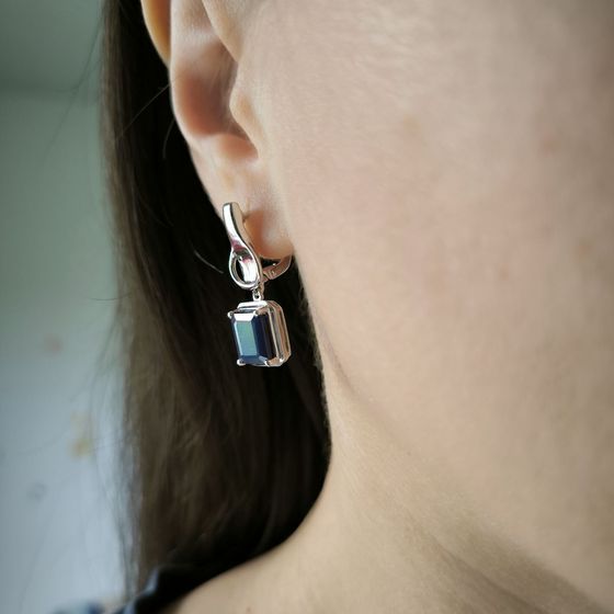 Срібні сережки з сапфіром 5.218ct