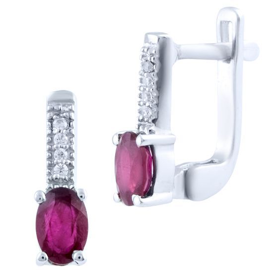 Срібні сережки з рубіном 1.296ct